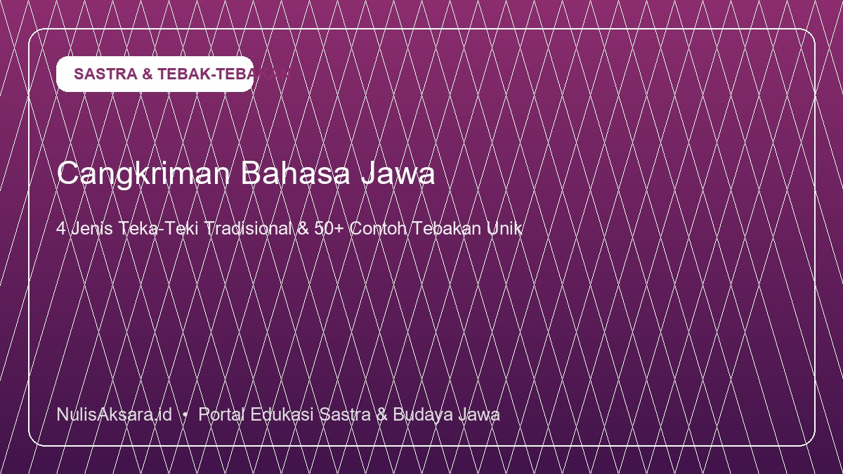Ilustrasi Tebak-Tebakan Cangkriman Tradisional Bahasa Jawa Lengkap